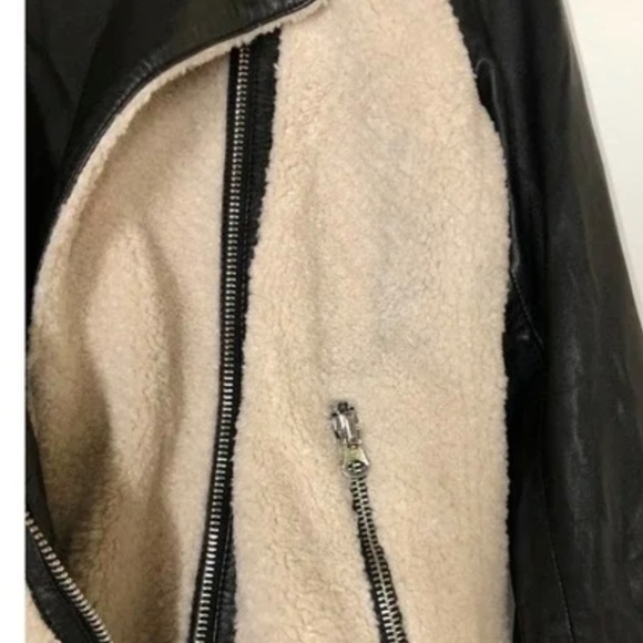 Slate & Willow Jacket Faux Sherpa Aviator Beige Black S - Picture 7 of 11